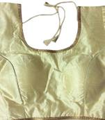 Beige art_silk Plain stitched blouse