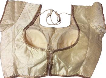 Beige art_silk Plain stitched blouse 2