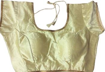 Beige art_silk Plain stitched blouse 4