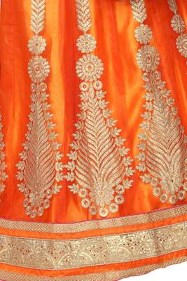 Orange Embroidered Net Lehenga With Dupatta 4