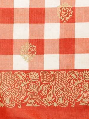 Red Khadi Cotton Silk Saree With Blouse 3