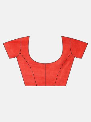 Red Khadi Cotton Silk Saree With Blouse 5