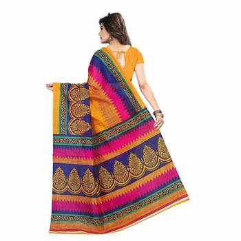 Multicolor printed bhagalpuri cotton saree with blouse Pack Of- 3  3