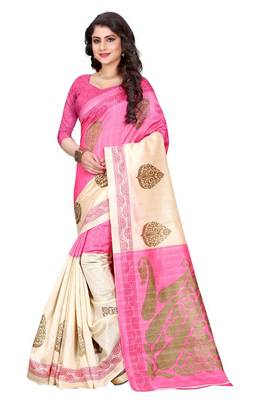Multicolor printed bhagalpuri cotton saree with blouse Pack Of- 3  4