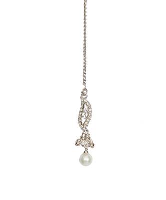 Silver pearl maang-tikka 1