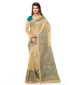 beige printed bhagalpuri saree with blouse