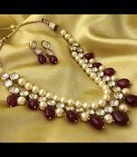 Kundan And Red Onyx Stones Necklace Set