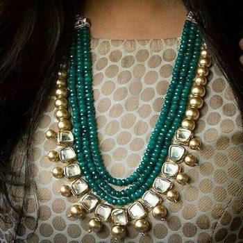 Kundan And Green Onyx Semi Precious Necklace 1