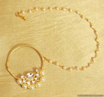 Kundan & Pearl Bridal Nose Ring 1