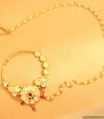 Ruby Kundan & Pearl Very Fine Work Bridal Nose Ring
