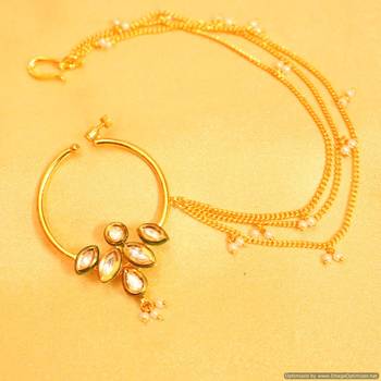 Kundan Meenakari & Pearl Bridal Nose Ring 1