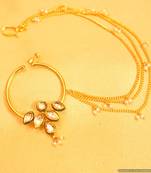 Kundan Meenakari & Pearl Bridal Nose Ring