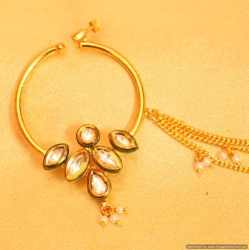 Kundan Meenakari & Pearl Bridal Nose Ring 2