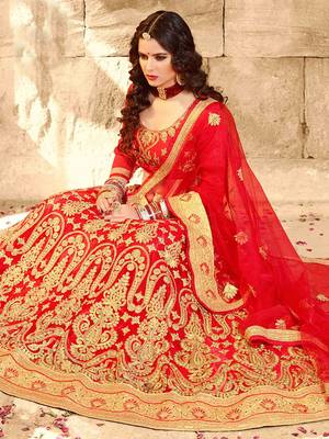 Red Bangalore Silk Self Designer Semi Stitched Lehenga Choli 2