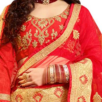 Red Bangalore Silk Self Designer Semi Stitched Lehenga Choli 3