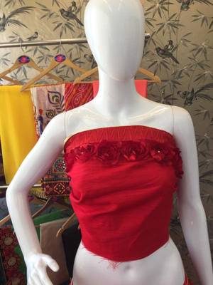 Blood Red Woven Georgette Saree With Blouse 3
