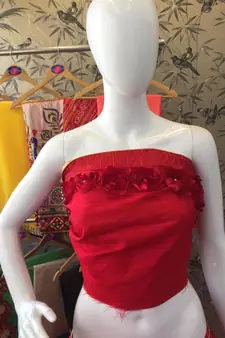 Blood Red Woven Georgette Saree With Blouse