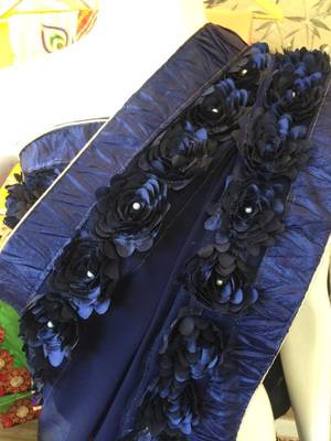 Navy Blue Woven Georgette Saree With Blouse 3