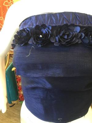 Navy Blue Woven Georgette Saree With Blouse 4