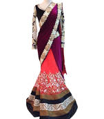 Purple Embroidered Velvet Saree With Blouse