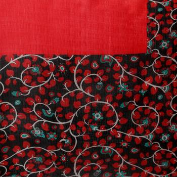 Red Plain Semi Tussar Silk Blend Saree With Blouse 5