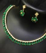 Green Ruby Stone American diamond Choker Set