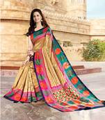 Multicolor printed cotton saree with blouse