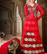 Lovely Maroon Georgette Silk Fancy Suit with Embroidery work
