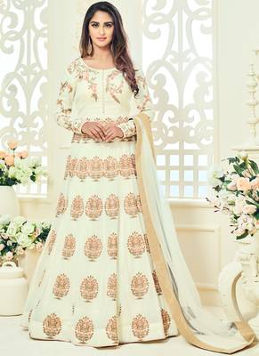 Off White Multi Resham Work Georgette Salwar With Dupatta 1