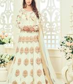 Off White Multi Resham Work Georgette Salwar With Dupatta
