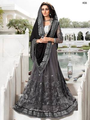 Black embroidered georgette saree with blouse 2