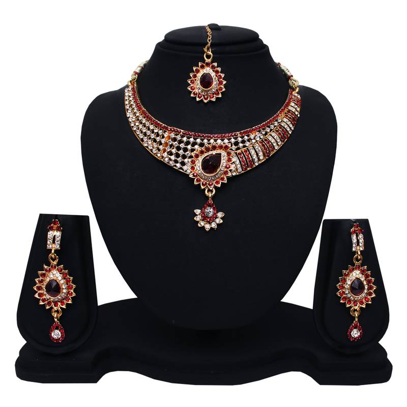 Maroon diamond necklace-sets