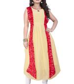 Cream plain georgette kurti