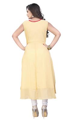 Cream plain georgette kurti 3
