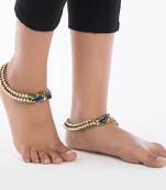 Rajathank Peacock Kundan Hasli Anklets
