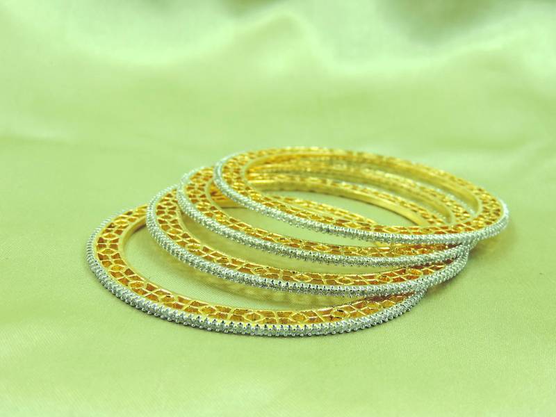 Indian Bridal 4 Piece Bangles Set American Diamond Jewelry