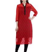 Red and Black  net stitched kurti