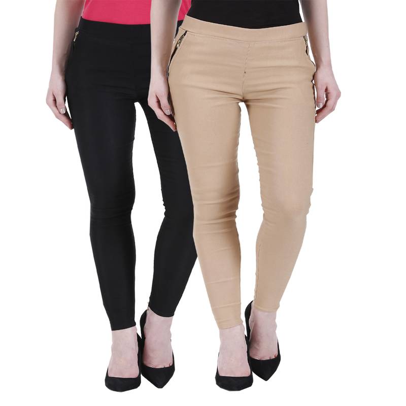 Multicolor cotton_poly stitched leggings