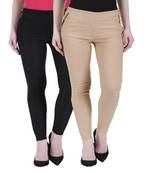 Multicolor cotton_poly stitched leggings
