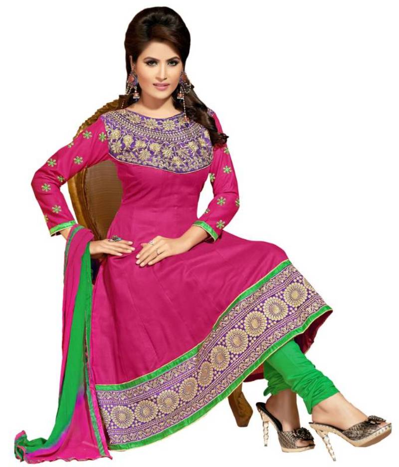 Riti Riwaz pink cotton  anarkali suit with dupatta
