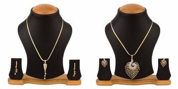 Amercan Diamond Pendant Necklace Set Combo for Women & Girls 1