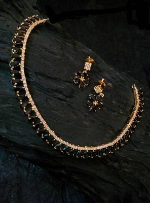 Black Agate Cz Necklace Set 1