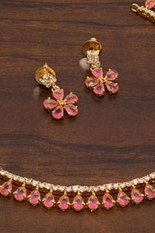 Orange Agate Cz Necklace Set