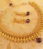 Metallic Necklace set with Purple Drops