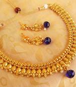 Metallic Necklace set with Blue Drops