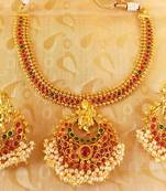 Multi-Color Kemp Ganesha Temple Jewellery Set