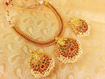 Multi-Color Kemp Ganesha Temple Jewellery Set 2