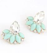 Flower Crystal Gem Cubic Zircon Stud Earrings For Women