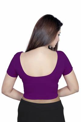 Purple solid  stretch stitched blouse 4