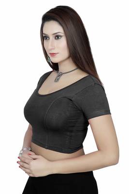Black solid  stretch stitched blouse 2